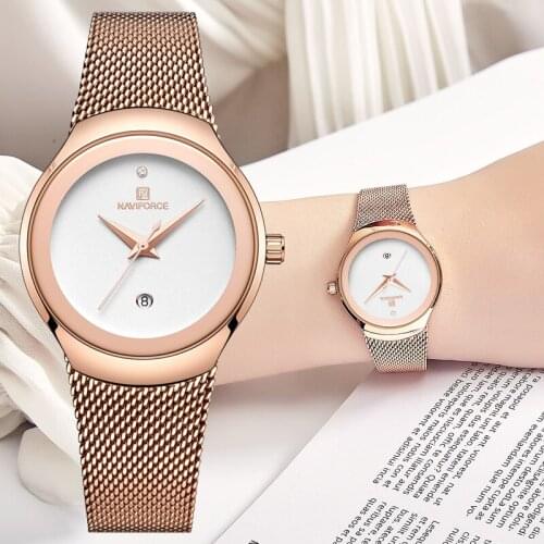 Women Watches NAVIFORCE Top Luxury Brand Female Fashion Analog Quartz Watch Ladies Simple Ultra-thin Rose Gold White Wrist Watch