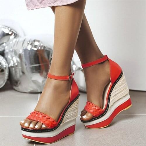 Punk Goth Creepers Women Ankle Strap Platform Wedges High Heel Gladiator Sandals Female Open Toe Party Pumps Shoes Casual Shoes
