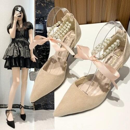 2021 Pointed Toe Stiletto High Heels Ankle Strap High Heel Wedding Shoes Women Fashion All Match Personality Trend