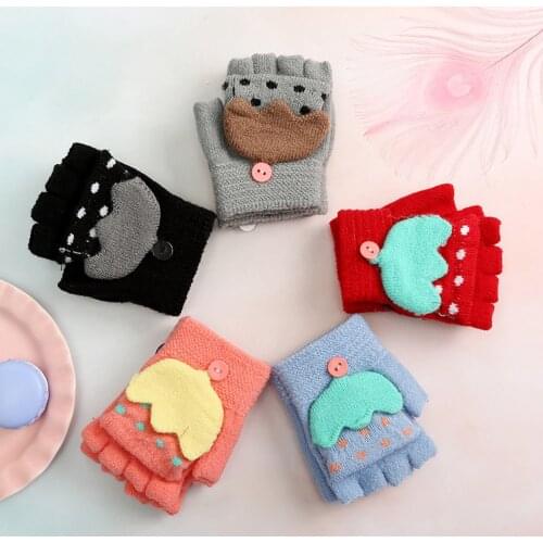 Winter Children Tomato Gloves Girls Boys Winter Cartoon Umbrella Patchwork Keep Warm Mittens Gloves