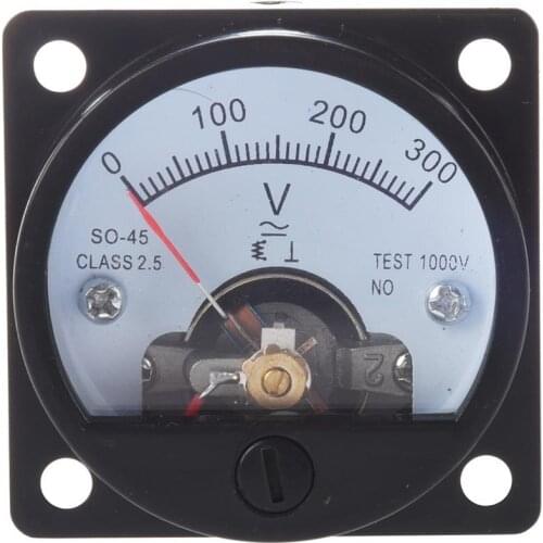 HLZS-AC 0-300V Round Analog Dial Panel Meter Voltmeter Gauge Black