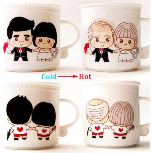 1Pcs New 350mL Cute Couples Color Changing Mug 3 Styles Ceramic Coffee Milk Tea Morning Cups Best Gifts for Boyfriend/Girlfriend