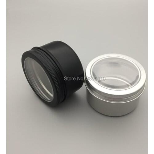 100g black/silver aluminum jar/tin/can with window.Aromatherapy tin,100ml cosmetic aluminum jar F1059