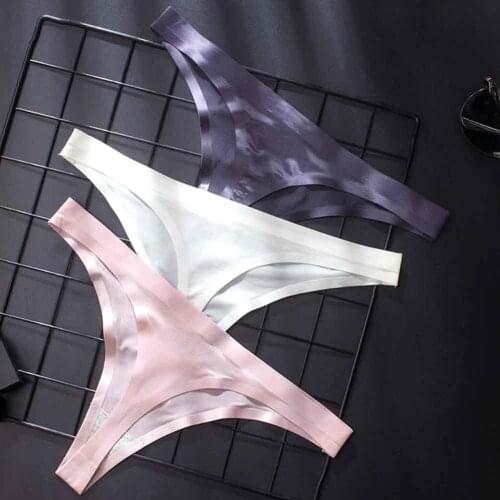 2pcs Women Sexy Solid Color Low-waisted See Through Seamless Elastic Thong G-string Seamless Elastic Low-waisted sexy briefs