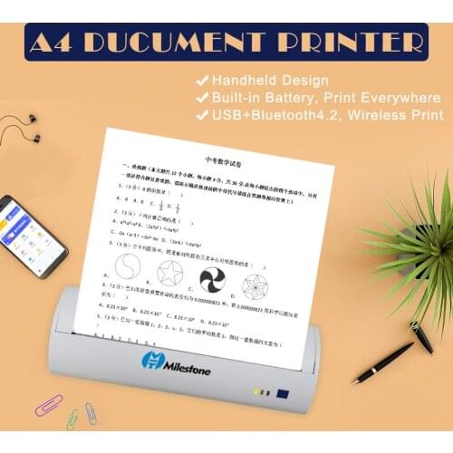 2021 New Design Blue tooth Handheld Receipt printer no use Ribbon A4 Thermal photo printer For Andriod IOS Win Mac