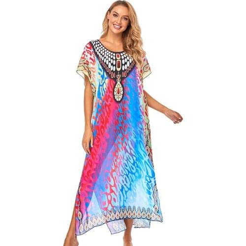 2020 Long Polyester Beach Cover up Bathing suit for Women Pareo Beach Swim Cover up Saida De Praia Robe Plage Beach Dress Q1209