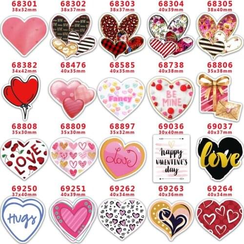 30pcs/lot Valentines Day Printed Planar Resin for Hair Bows Planar Resin PR68301