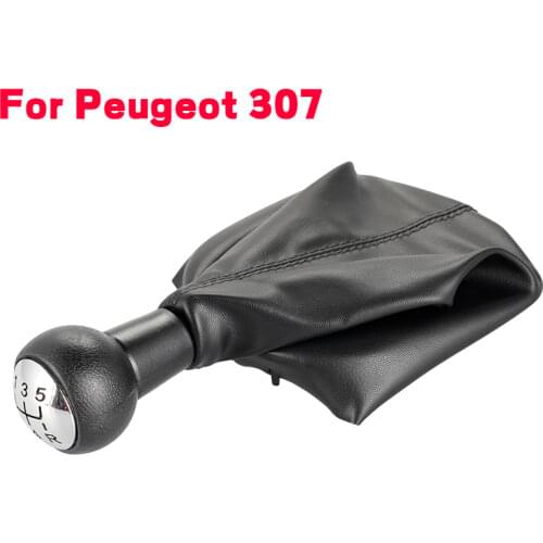 5-Speed Car Gear Shift Knob Handball Gear Head Dust Cover With Gaitor Dust Cover For Peugeot 207 307 CC 308 3008