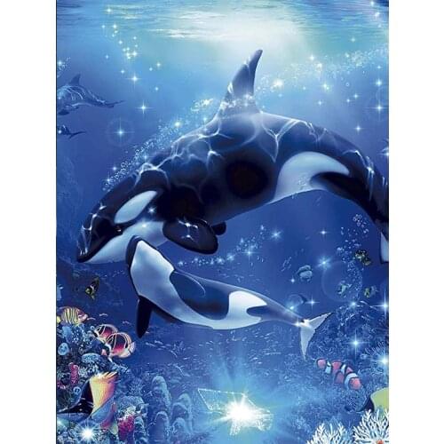 DIY 5D Diamond Painting Dolphin Scenery Cross Stitch Full Round Diamond Embroidery Whale Rhinestones Wall Art Stickers Love Gift