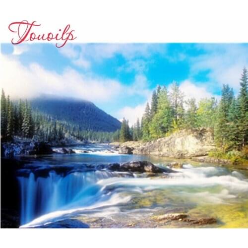 Diamond Painting Landscape Mountain Waterfall Diamond Embroidery 3d Round Full Diamond Mosaic Picture Kits