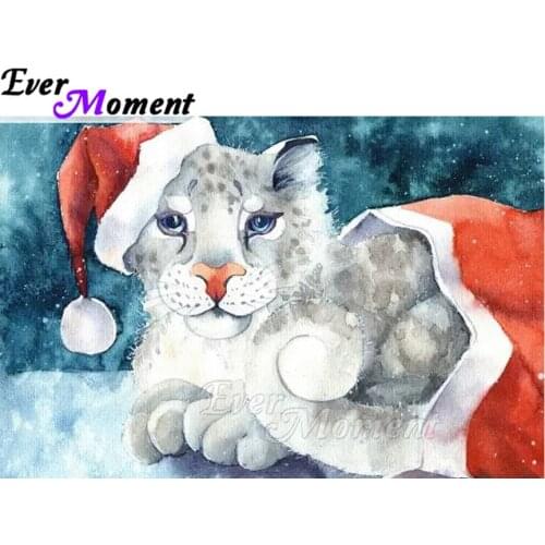 Ever Moment Diamond Painting White Leopard Christmas Full Square Drill Picture Of Rhinestone Diamond Embroidery Home ASF1844