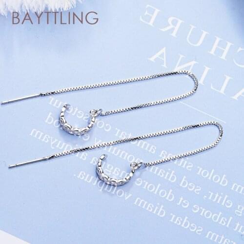 BAYTTLING 108MM 925 Sterling Silver Fine Semicircle Mesh Tassel Long Drop Earrings For Women Fashion Wedding Jewelry Gifts