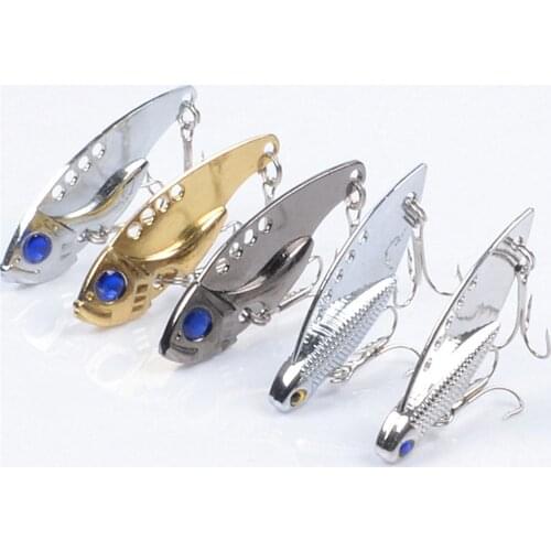 1Pcs Metal VIB Fishing Lure 11g 5.5cm Vibration Spoon Lure Crankbait Artificial Hard VIB Bait 3D Eyes Cicada Fishing Tackle