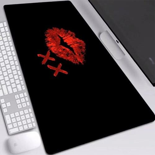 Big Black Mouse Pad Gamer Desk Mat Large Available Sizes Red Lips Printed Mat Computer Accessories Mice Pad Desk Mat for Home
