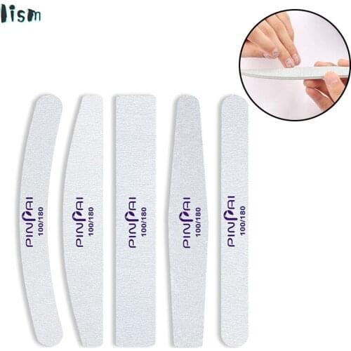 5 pcs/lot Sandpaper Nail File Lime 100/180 Double Side Sanding Buffer Block Set Grey Nail Files For UV Gel Polish Manicure Tool