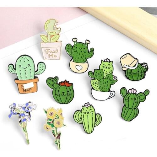 Potted plant flowers Enamel Brooches Lapel Jewelry Gift