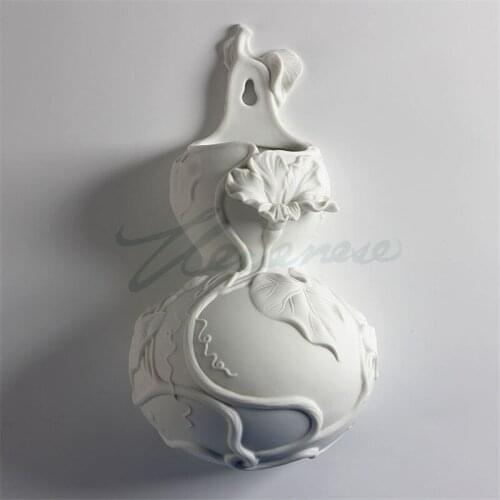 EUROPEAN CERAMICS GOURD VASE 3D STEREO WALL HANGING HOME DECORATION ART BAR HOTEL FLOWER INSERTER WALL DECORATION MURAL R3406