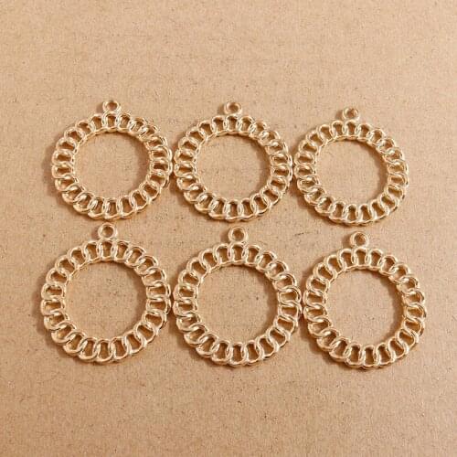 10pcs 32x28mm Gold Color Geometric Twisted Circles Round Charms Pendants for DIY Making Bracelets Necklaces Jewelry Findings