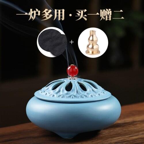 Burner household indoor living room ceramic small size incense burner sandalwood coil incense burner incense holder