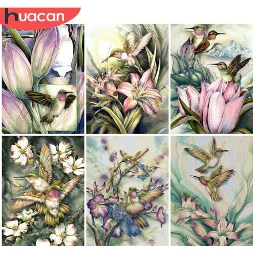 HUACAN 5D DIY Diamond Painting Full Drill Square Flower Diamond Embroidery Sale Animal Bird Rhinestones Mosaic Home Decor