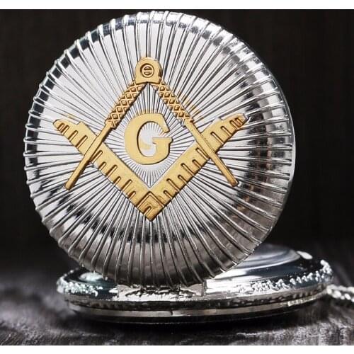 Hot Sales Luxury Popular Men Retro Quartz Silver Pocket Watch Mason Pattern Vintage Pendant Gift Women Necklace Chain