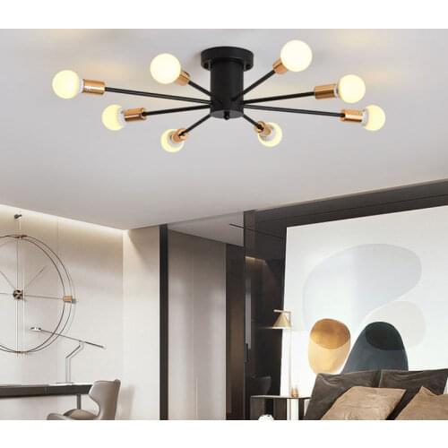 Retro Iron Chandelier Black/White 6/8/10 Sockets Lighting Vintage Spider Chandelier Modern Ceiling Lamp Light Fixture Lighting