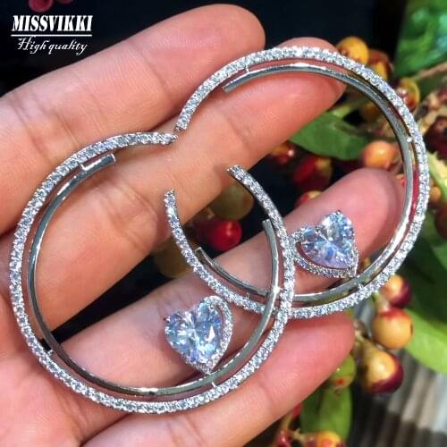 Missvikki Gorgeous Cute Round Heart Pendant Earring For Women Bridal Earring aretes de mujer modernos Fashion Gift 2022 Hot