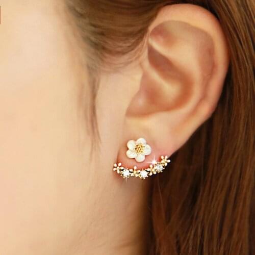 YAONUAN Fashion Female Jewelry INS Style Small Daisy Flower Ear Studs Adjustable Pendant Length Sparkl Earrings Accessories Gift