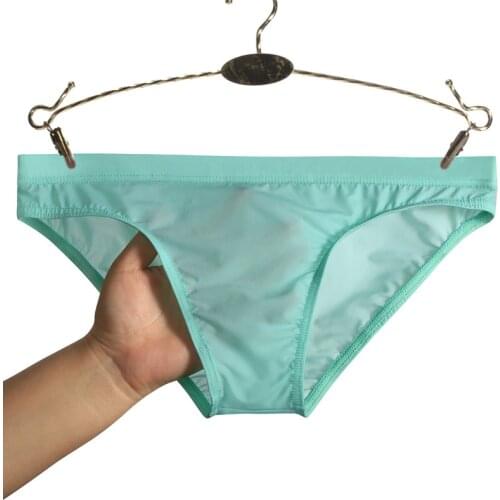 Mens Sexy Elastic Breathable Underwear Briefs Underpants Mens Briefs Ultra-thin Ice Silk Translucent Gay Lingerie