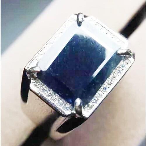 Mens ring Natural sapphire ring Free shipping Natural real sapphire 925 sterling silver rings 6.3ct gemstone #SB18083108