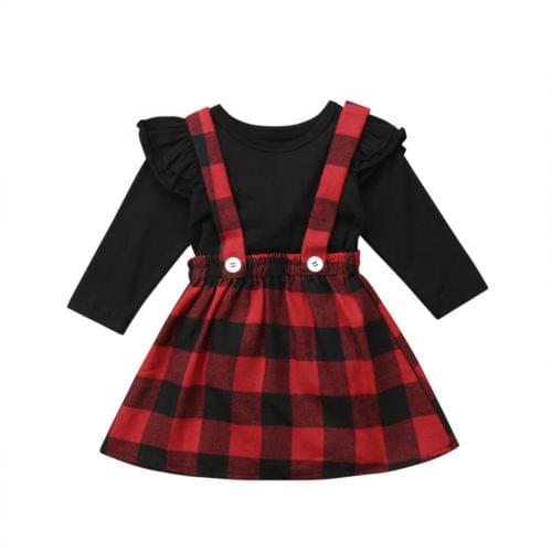 Infant Kids Baby Girls Princess Bib Strap Skirt Dress Clothes Set Xmas Outfits
