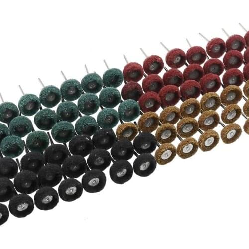 40/80pcs Mini Brush Scouring Pad Abrasive Wheel Nylon Fiber Grinding Sanding Head Buffing Polishing Wheel 1"25mm Set For Dremel