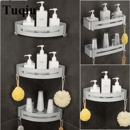 Wall Mounted Silver Aluminum Alloy Bathroom Soap Dish Bath Shower Shelf Bath Shampoo Holder Basket Holder Corner shelf