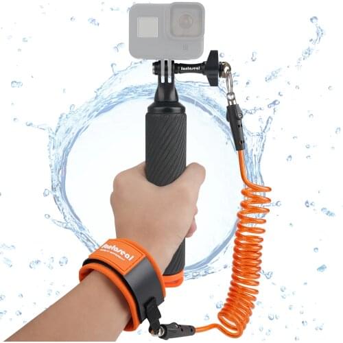 Action Camera Non-Slip Handler Floating Hand Grip Holder Mount + Steel-Cored Safety Tether Wrist Strap for GoPro Sony Olympus Ak
