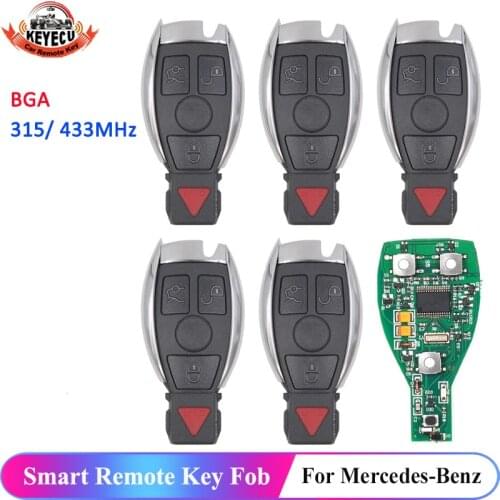KEYECU Replacement Remote Car Key Fob 3+1 Button 315/433MHz NEC Chip for Mercedes-Benz 2000-2014, Support NEC & BGA,5Pcs KYDZ