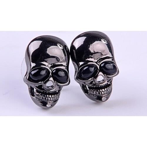 Punk Light Black Evil Big Eyes Skull Stud Earrings For Women Fashion Ear Pin Jewelry Wholesale