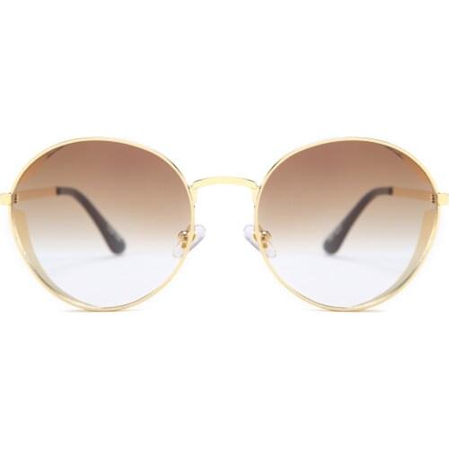 Veshion Gold Round Sun Glasses Women Retro 2021 Metal Frame Shield Sunglasses for Men Uv400 Brown Gradient Lens Summer Style