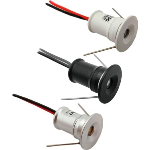 1W 12V Mini LED Downlight Dimmable Spotlight IP65 Stair Cabinet Light Black White Silver Shell Spot Light Ceiling Downlight