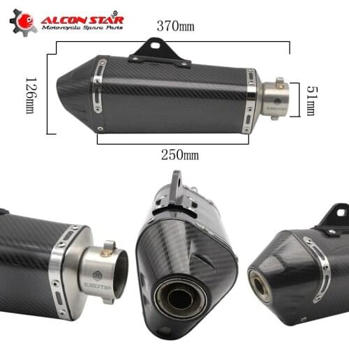 Alconstar Universal Motorcycle Exhaust AK Muffler Modified Carbon Fiber Slip on For Z750 GSXR600 R6 FZ1N PCX125