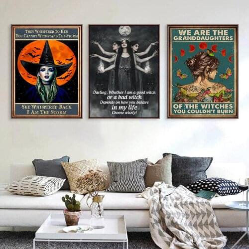 Witches Vintage Posters and Prints Witch Inspiration Quotes Canvas Painting Witchcraft Seance Wall Art Pictures Home Room Decor