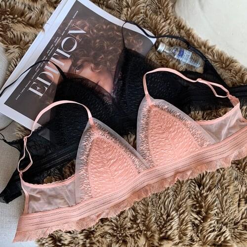 Wriufred Triangle cup sexy lingerie ultra-thin lace underwear female breathable no steel ring bra set ladies plus size underwear