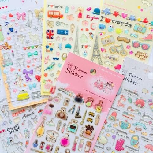 1 Sheet Crystal Epoxy Fashion Travel Style London Decorative Stickers Dairy Album Decor Phone Bottle DIY Stick Label