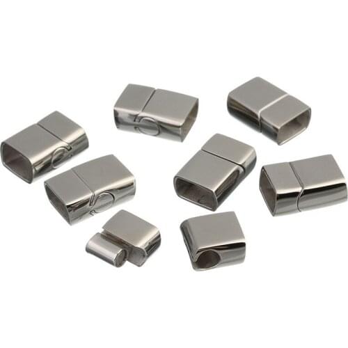 1pc Silver Color Strong Magnetic Clasps 11*6mm 8*5mm Size Leather Cord Bracelet Connector Findings Flat Stainless Steels