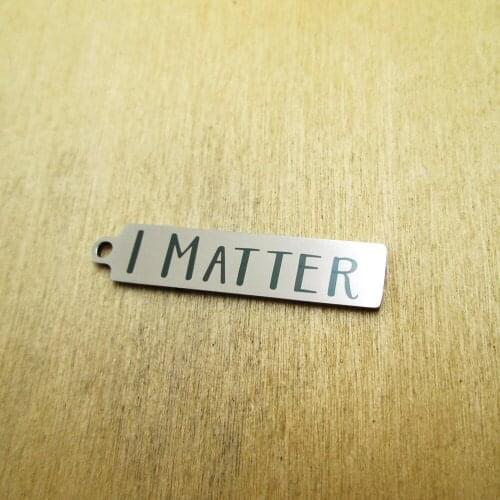 10pcs/lot I Matte 8*38mm stainless steel charms Laser Engraved DIY Charms Pendants