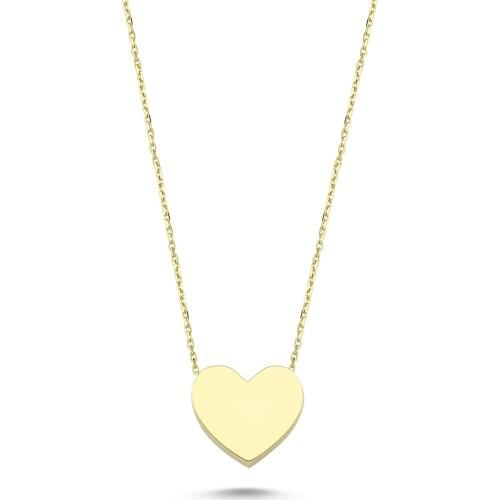 14k (585) Gold Mini Plain Heart Necklace, Pendant