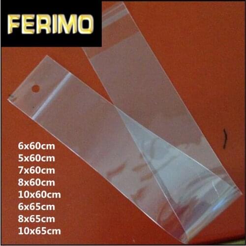 200pcs Long resealable clear plastic bags hair extensions packaging Bag hanging header long transparent Self adhesive Bag