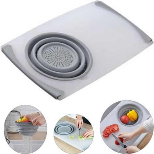 3 In 1 Multi-Function Household Drain Sink Cutting Board Cutting Filter Meat Vegetable Fruit Basket Storage Basket Kitchen Tools