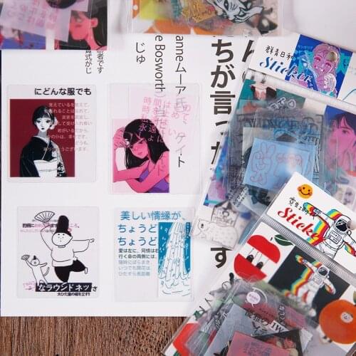 40pcs Vintage Girl PET Stickers For Notebooks Kawaii Sticker Scrapbooking Material School Supplies Korean Stationery