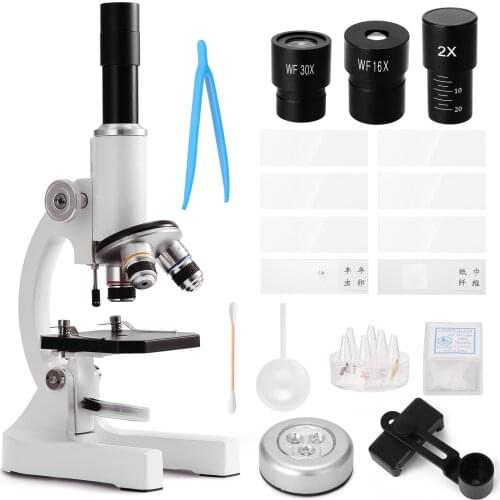 64X-2400X Monocular Optical Microscope Elementary School Children Science Experimental Biology Teaching Microscope Kids Gift
