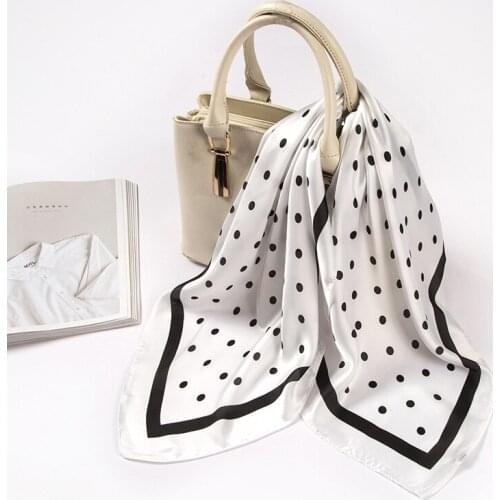 70*70CM Spring/Summer New Scarf Female Imitated Silk Small Square Scarf Small Polka Dot Scarf Professional Scarf Wild Decoration